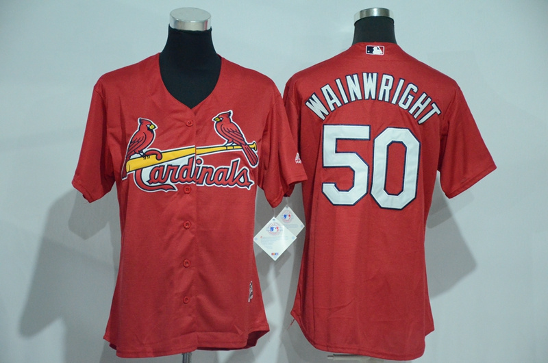 Womens 2017 MLB St. Louis Cardinals #50 Wainwright Red Jerseys->women mlb jersey->Women Jersey